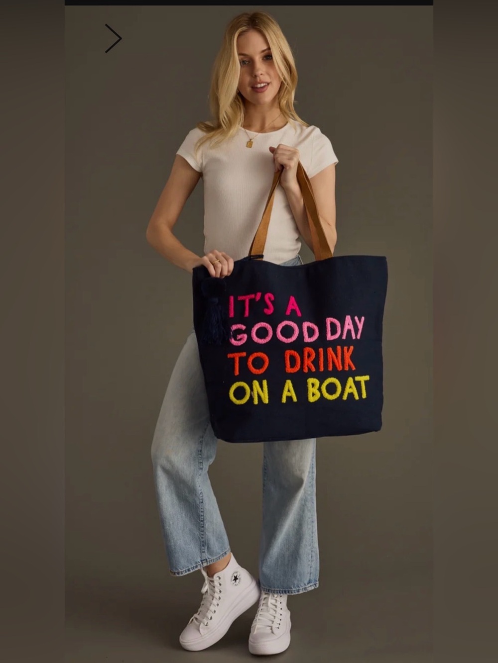 Panache Navy Tote - It’s a Good Day to Drink on a Boat